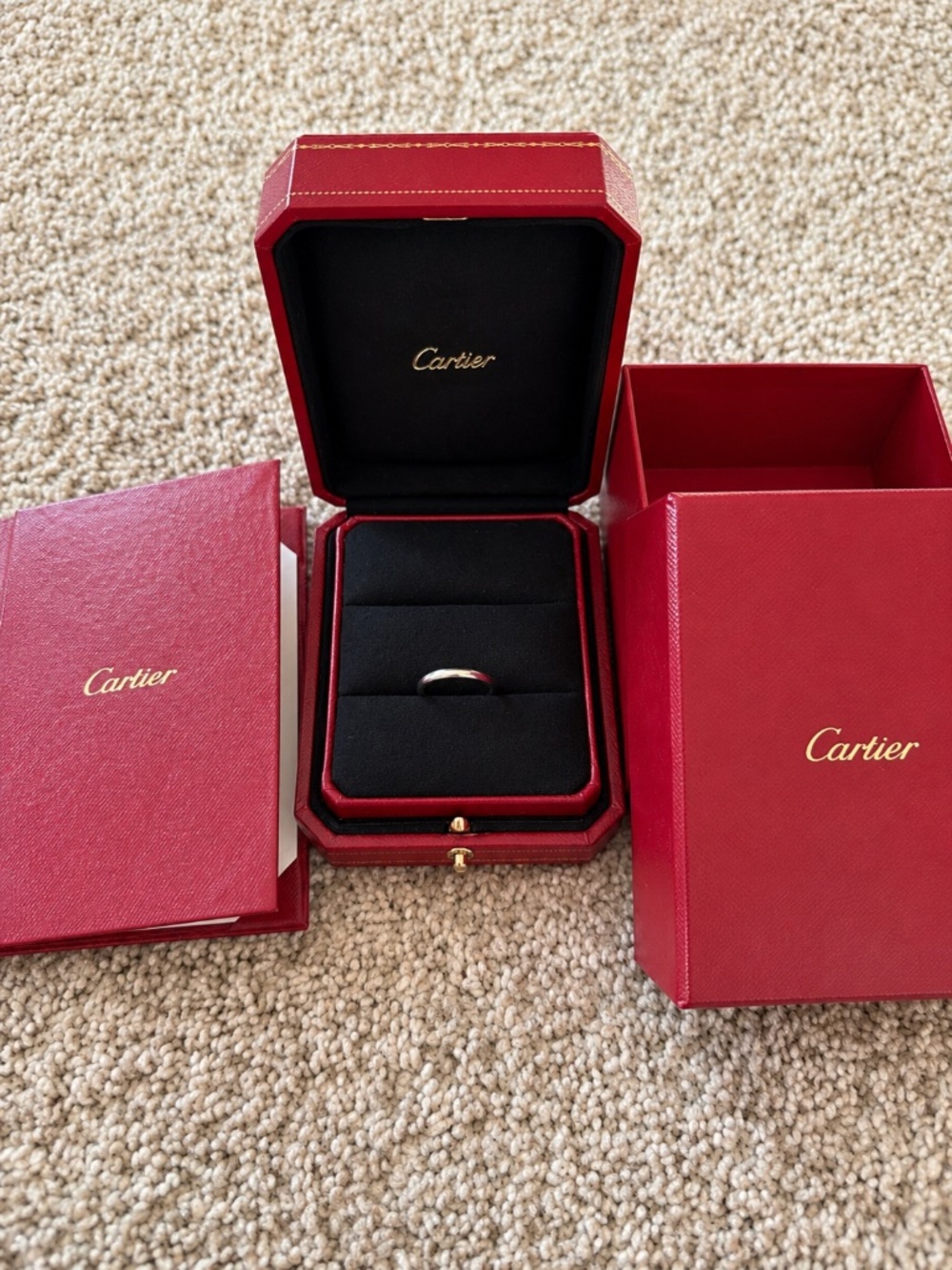 Cartier Platinum 950 Wedding Band Ring Size 54 Full Set Box & Certificate